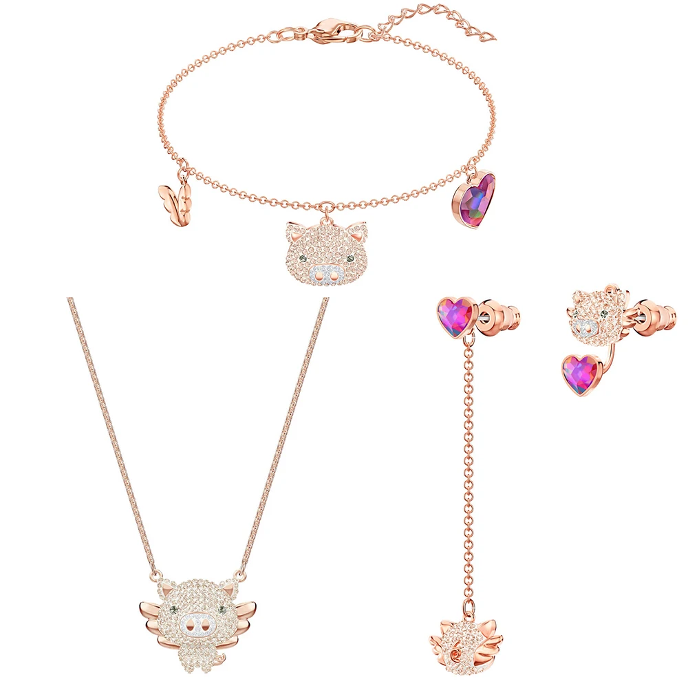 

SWA RO 2019 Spring New Original 1:1 High Quality LITTLE PIG Necklace Set Fashion Glamour Jewelry To Send Girlfriend Love Gift