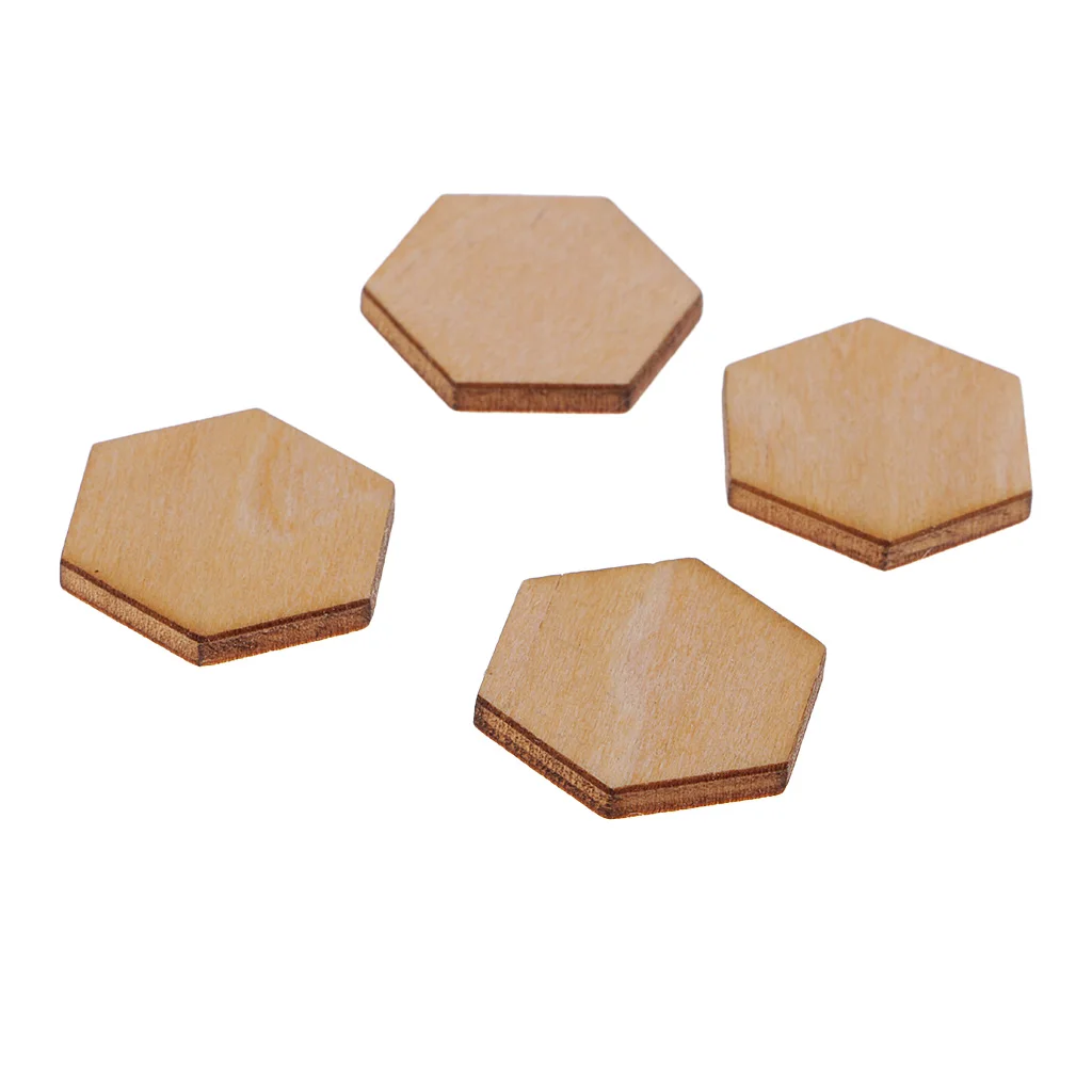50/100/200pcs Wooden Hexagon Shapes MDF Cutouts Blank Embellishments Craft for DIY Scrapbooking Card Making Decoration Ornaments