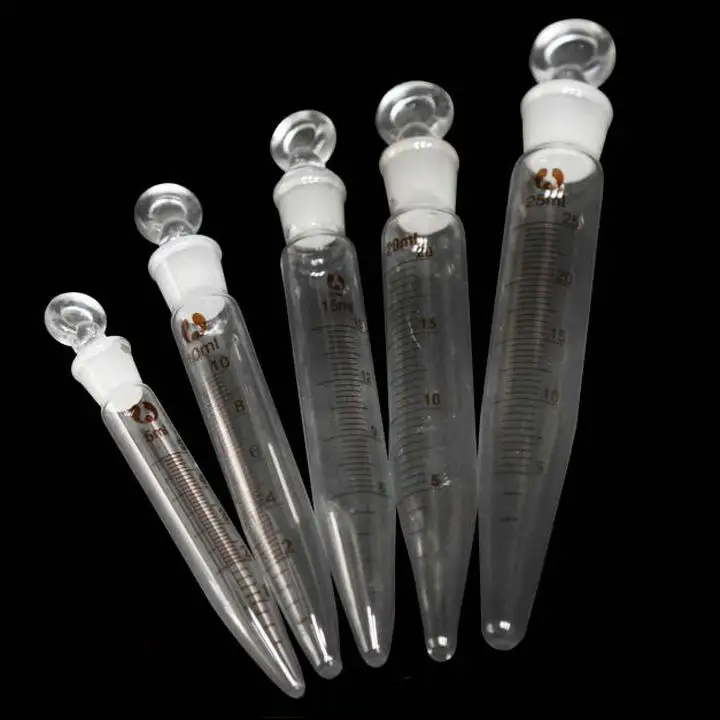 

20pcs/lot 5/10/15/20/25ml Centrifugal Tube with Graduation Conical Bottom, Glass Centrifuge Tube with Glass stopper