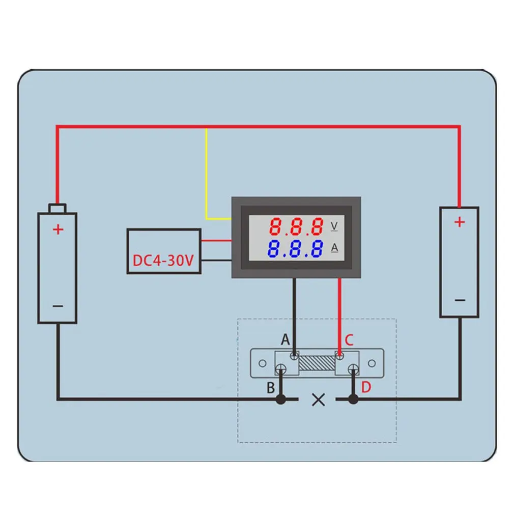 Цифровой амперметр постоянного тока 0-100 в, вольтметр, Ампер 2 в 1, 2-цветный светодиодный индикатор напряжения тока