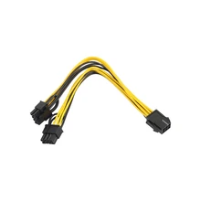 Pci-e 6 pinos para 2x6 + 2 pinos (6 pinos/8 pinos) cabo de alimentação divisor pcie pci express futural digital drop shipping j10t