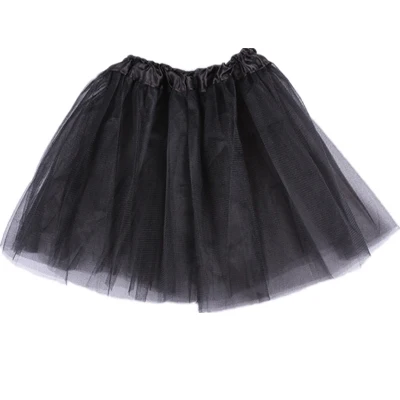 Юбка-пачка для маленьких девочек детская юбка для танцев, просвечивающаяся, в 3 Слои из пряжи и тюля для девочек Детская одежда - Цвет: Black
