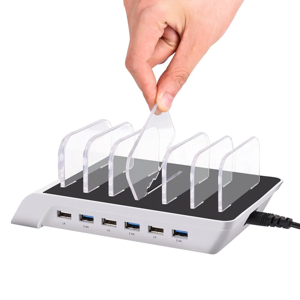 10.2A 6 Port USB Charging Station Universal Desktop Tablet & Smartphone Multi-Device Hub Charging Dock for iPhone, iPad, Galaxy, Tablets (11)