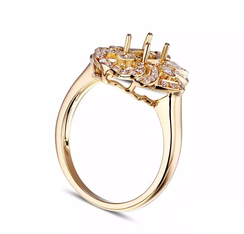 CaiMao Oval cut Semi Mount Ring Settings & 0.26ct Diamond 18k Yellow Gold Gemstone Engagement Ring Fine Jewelry
