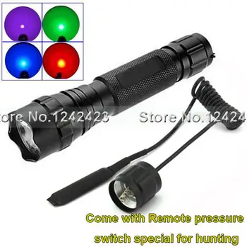 

Q5 LED Hunting Flashlight Lanterna with Remote Pressure Switch 1 Mode Green/Red/Blue/Purple Light Optional