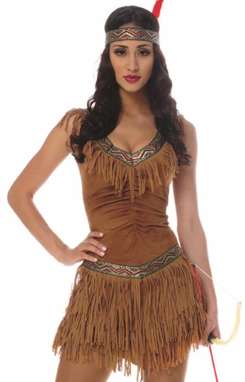 Women`s Native American Maiden Cosplay Halloween Female Native American Primitive Indian Costume