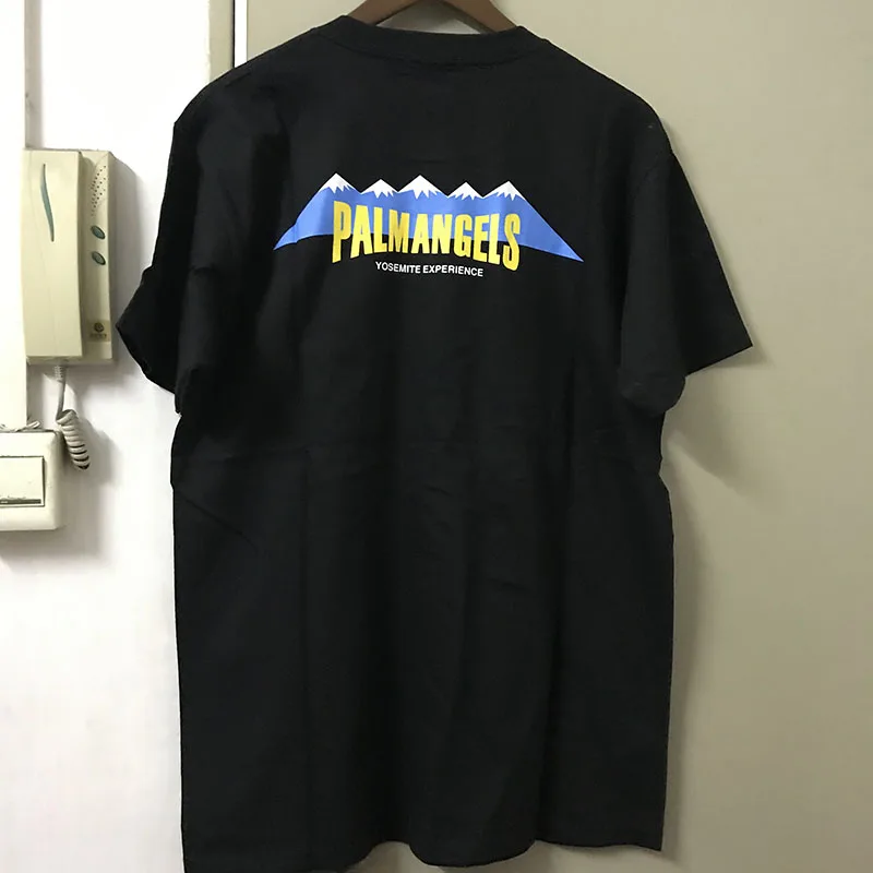 

New Mountain Blue Letter Printing Palm Angels T-Shirts High Quality Cotton Summer Short Sleeve Hip-Hop T-Shirts Palm Angels