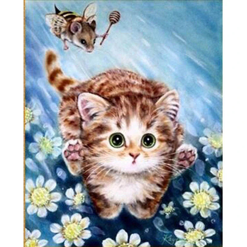 5D Diamond Painting Cross Stitch Diamond Embroidery Cat Full Square Rhinestones Pattern Home Decoration Needle Craft&B