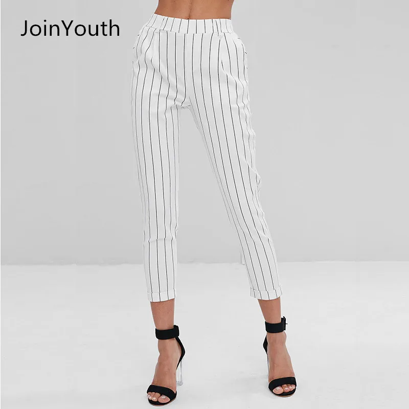 JoinYouth модные рабочие брючные костюмы комплект из 2 предметов для женщин Полосатый