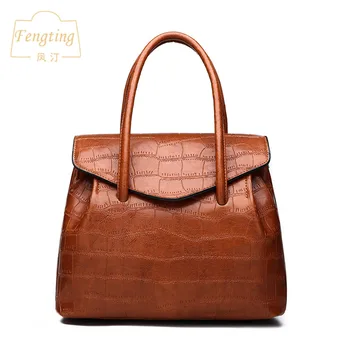 

Brown women handbag large capacity 2019 new fashion leather totes ladies hasp shoulder bags soft cross body bag Fengting FTB017