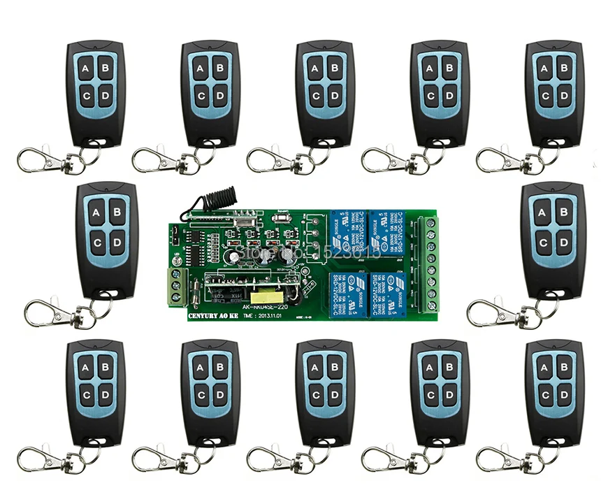 

85v~250V 110V 220V 240V 4CH RF Wireless Remote Control Switch System 12 transmitter& 1 receiver relay Receiver Smart Home Switch