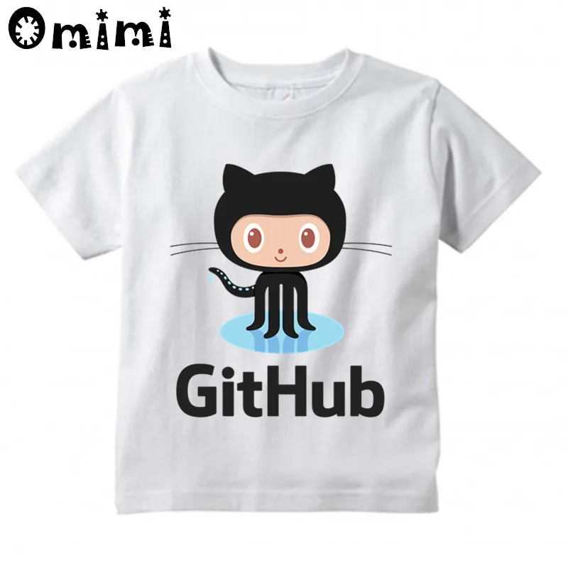 Детская футболка с надписью Github для мальчиков и девочек повседневные топы