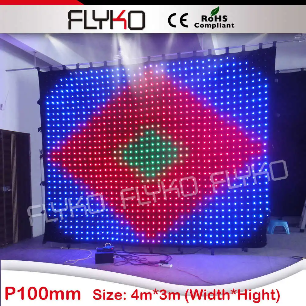3x4m led stage curtain screen led light curtain with PC and DMX control
