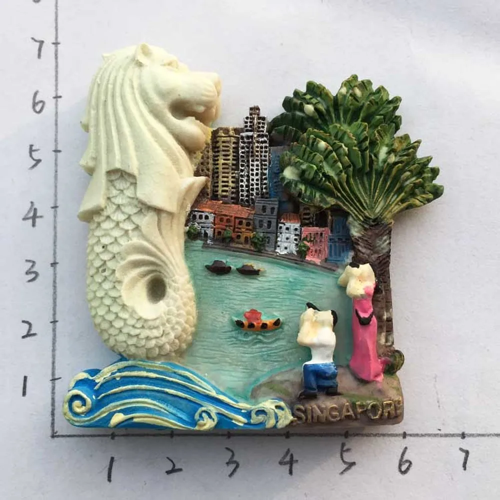 Туристический сувенир сингапур Merlion Park Sentosa Marina Bay магнит на холодильник 3D ручная