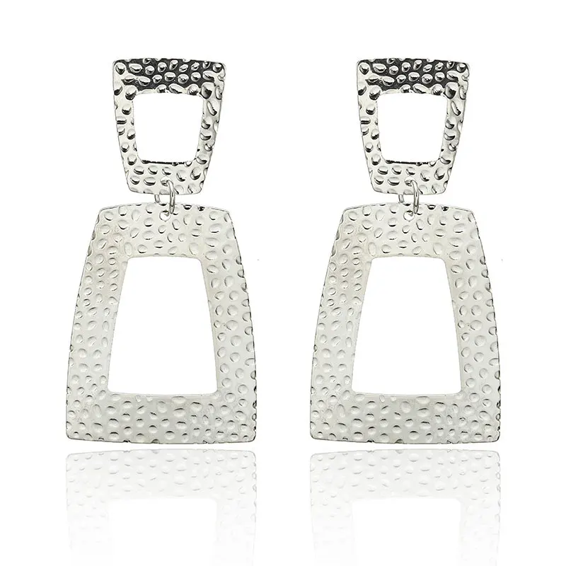 Fashion Statement Earrings Big Geometric Gold Earrings For Women Hanging Dangle Earrings modern Jewelry - Окраска металла: silver