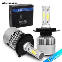 MALUOKASA 2PCs S2 H7 H4 LED Bulb Car Headlight H11 H1 H13 H3 H27 9005/HB3 9006/HB4 9007 Hi-Lo Beam 72W 8000LM Auto Headlamp LEDs