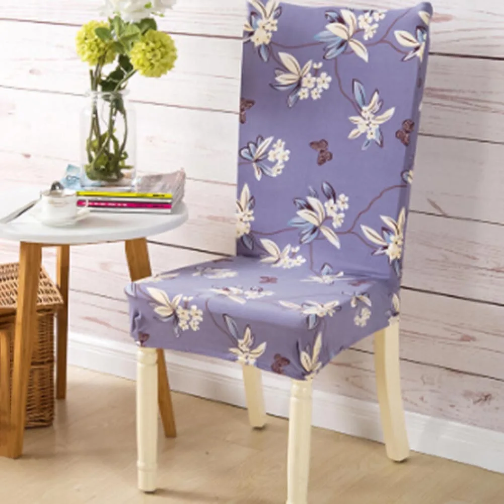1 pc Floral Print Chair Cover Home Dining Elastic Chair Covers