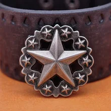 3.6X3.6CM 10 Uds Punk Vintage Silver Western Texas Star Stud remache Leathercraft sillín Conchos para remache de cuero