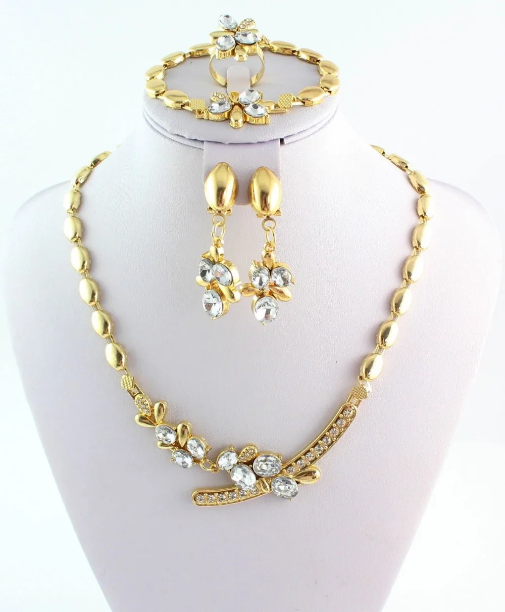 Wholesale 12 Sets Free Shipping African Costume Gold Color Crystal