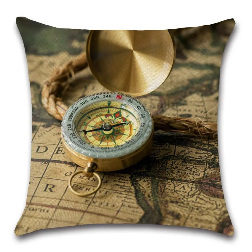 cheap Vintage Retro style Map clock Retro Pillow Case Cushion Cover living room Sofa chair Decoration for home friend gift present