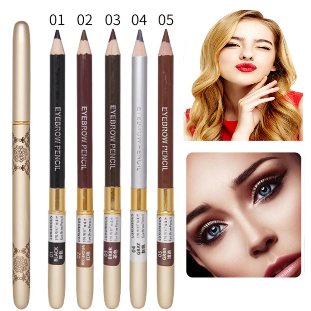

1PC Professional Eye Brow Makeup with Refill Easy to Wear Pigment Brown Gray Waterproof Eyebrow Pencils Kit Make Up G517