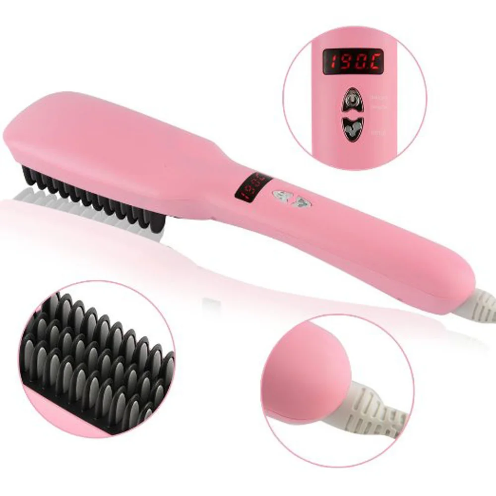 2 в 1 электрический выпрямитель для волос с ЖК дисплеем|fast hair straightener brush|hair brushelectric