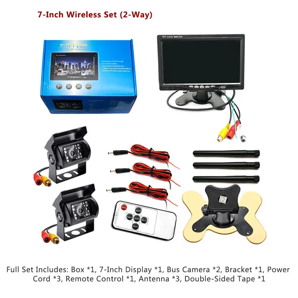 

2.4G Wireless TFT 7" LCD Monitor Car Rear View system With a Weatherproof 18LEDs IR Night Vision Parking Reversing Camera
