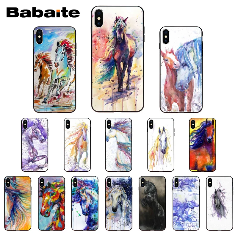 

Babaite Watercolor horse Running Horses Cute Phone Case for iPhone 8 7 6 6S Plus X Xs Xr XsMax 5 5s SE 5c11 11pro 11promax
