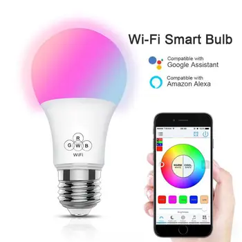 

Smart Bulb Color Changing WiFi Wireless Remote Voice Control Timer Function No Hub Energy Saving Distance Operate