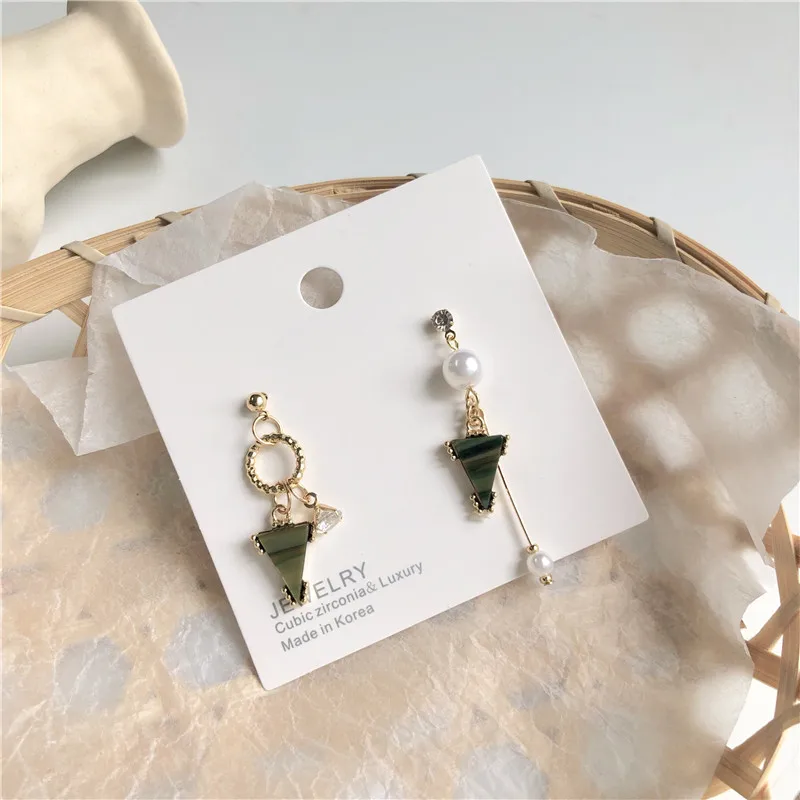 

SQUERIM S925 Silver Korean Temperament Irregular Geometric Drop Earring Triangle Asymmetric Long Earrings For Women