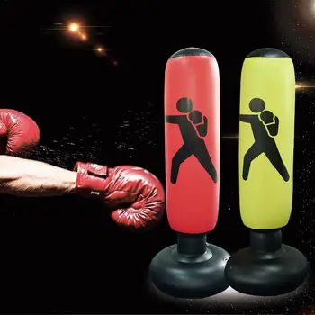

160cm Boxing Punching Bag Inflatable Free-Stand Tumbler Muay Thai Training Pressure Relief Bounce Back Sandbag with Air Pump