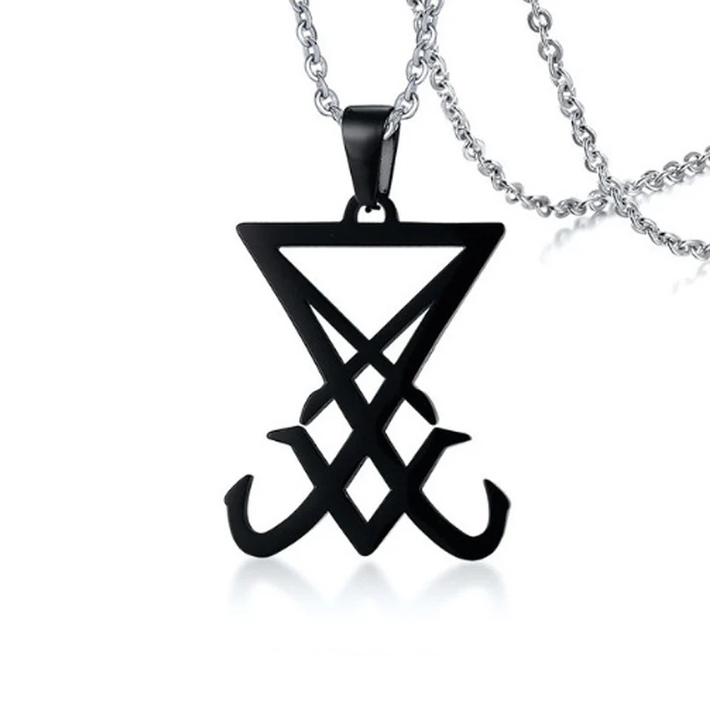 

Men's Seal of Lucifer Satanic Jewelry Sigil of Baphomet Pendant Necklace in Black Gothic Dark Occult Esoteric Pagan Satan Jewels