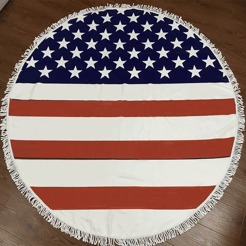 Loutsi американский флаг принтованное из микрофибры большое круглое пляжное полотенце Toalla Microfibra махровая ткань кисточки одеяло servette De Plage - Цвет: Style 04