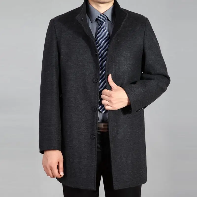 Mens High Collar Trench Coat Men Winter Jacket Korean Men Fashion