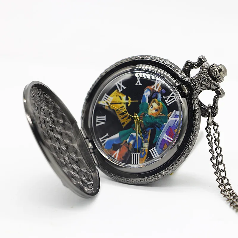 Черный Legend of Zelda: небу меч игры кварцевые карманные часы Аналоговые подвеска Цепочки и ожерелья Для мужчин Wo Для мужчин s часы цепи подарок XH3009