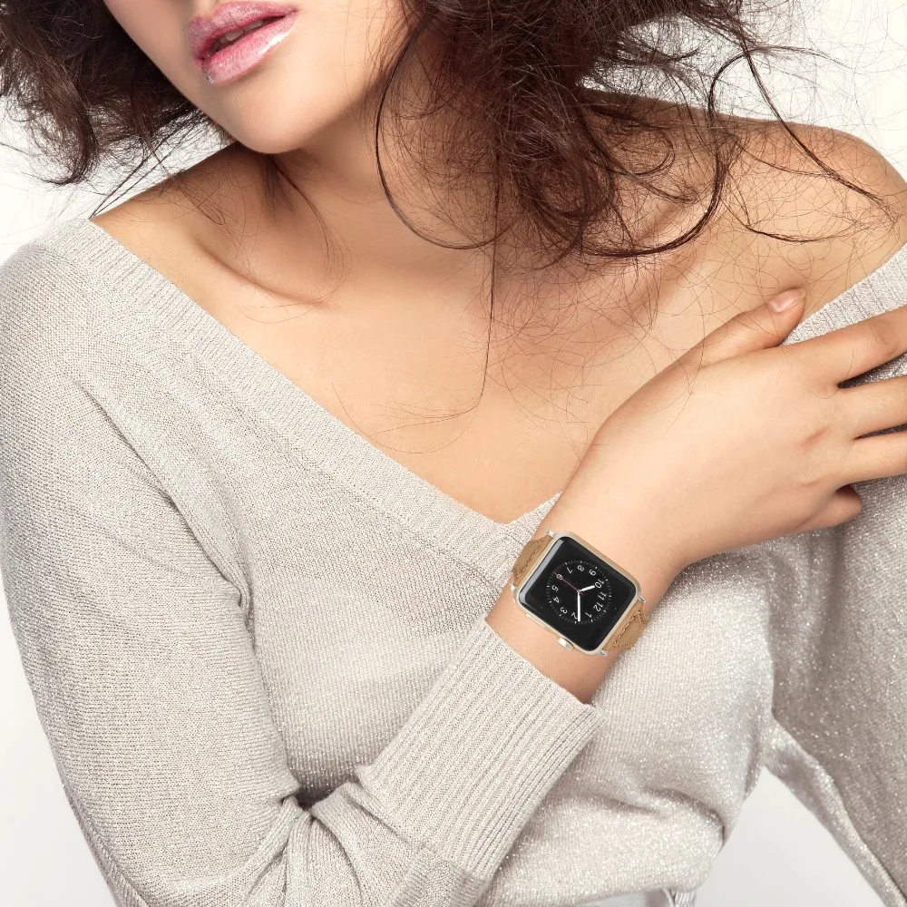 Ремешок из натуральной кожи для Apple Watch 38 мм 42 мм 40 мм 44 мм Смарт-часы для i watch series 4 3 2 1 женский браслет