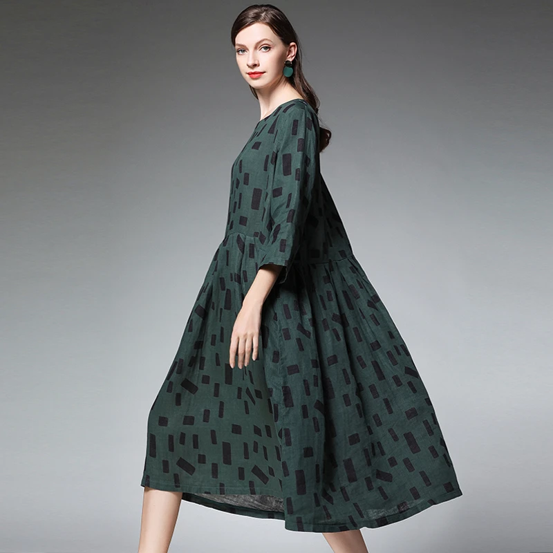 Media Man Vestido Largo Con Estampado Geométrico Para Mujer Media Man Vestido Largo Con Estampado Geométrico Para Mujer