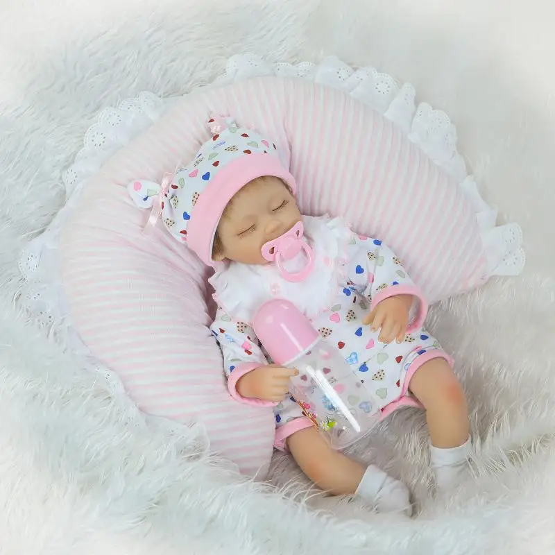  40cm Soft Silicone Reborn Baby Doll Handmade Cloth Body Doll Lifelike Baby-Reborn Doll Girls  Brinquedos