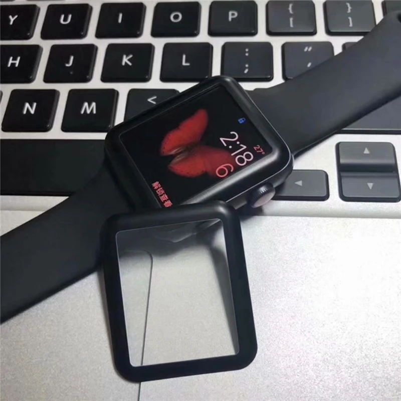 Suntaiho 5D полное покрытие стеклянная пленка для Apple Watch 42 38 мм серия 3 2 1 полная гелевая защита экрана титановый сплав fram для i Watch