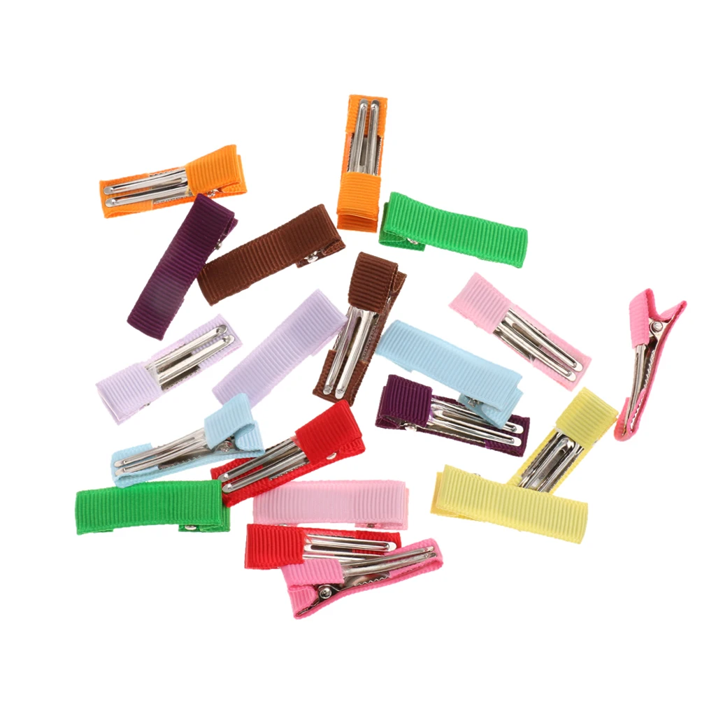 Cute 20Pcs/Lot  DIY Girls Children Baby Kids Fashion Accessories Solid Ribbon Covered Alligator Hair Clips Hairpins