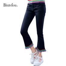 Весенние винтажные женские джинсы с вышивкой тонкие женские узкие джинсы