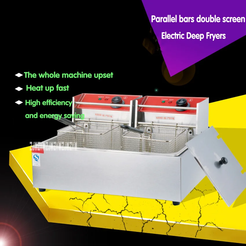 

1PC Electric stainless steel high power fast heating deep fryers for commercial French fries , Fried chicken ect.