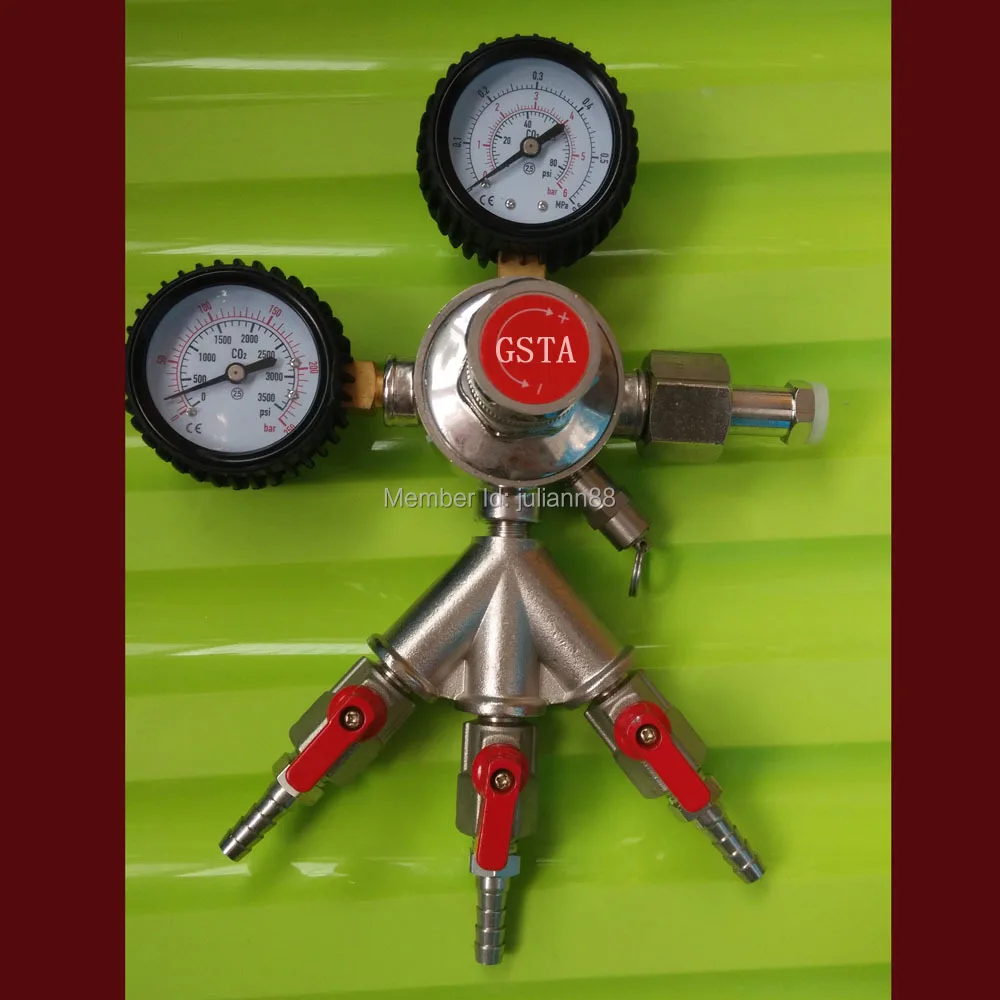 Three outlet CO2 pressure reduce Gauges, beer pressure regulator