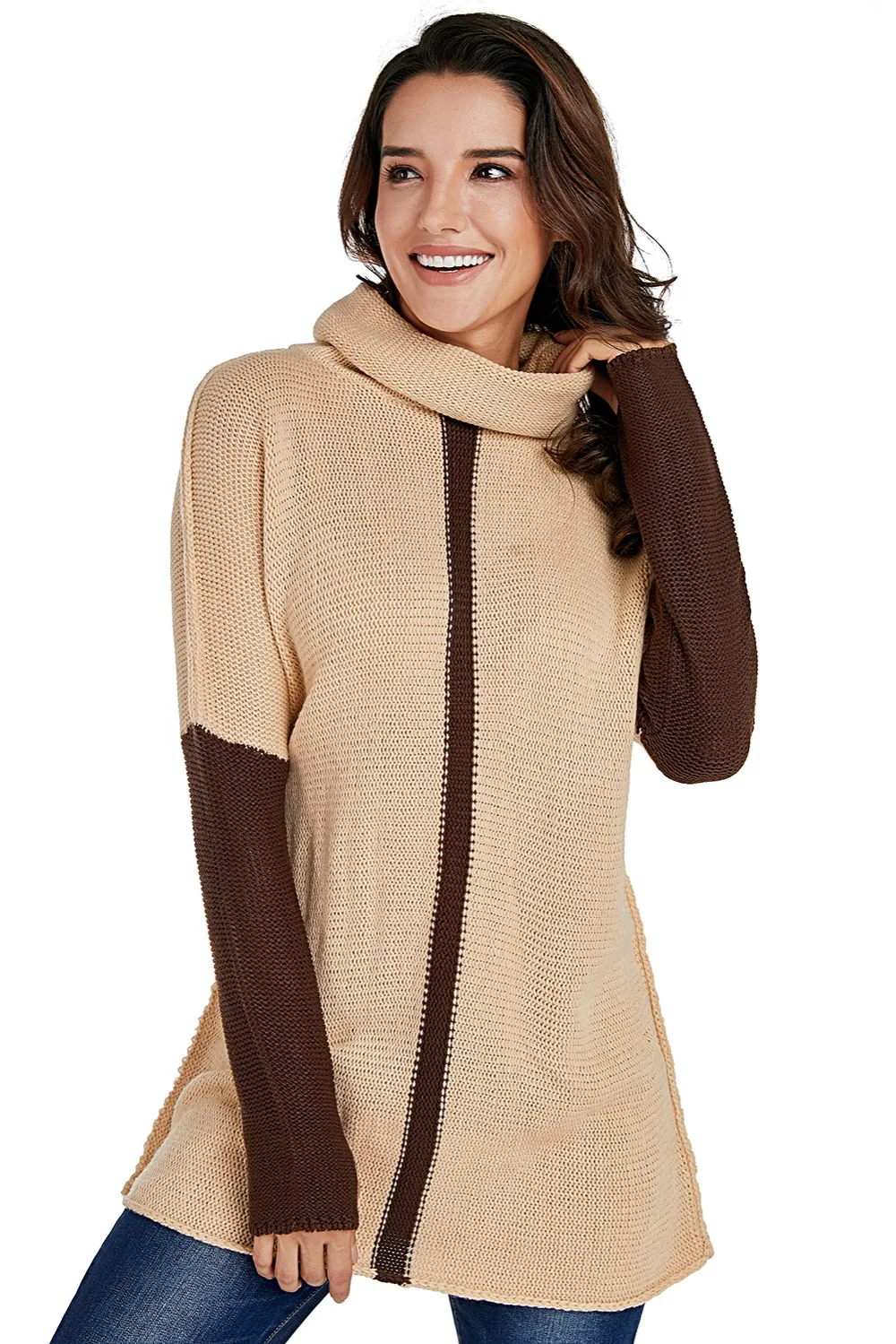 Brown-Apricot-Individual-Cowl-Neck-Pullover-Sweater-LC27974-17-1