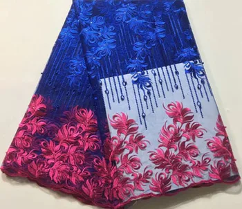 

New Designs African French Lace Fabric High Quality Nigeria French Net Lace 2019 With Stones and Beaded For Women ELL3245