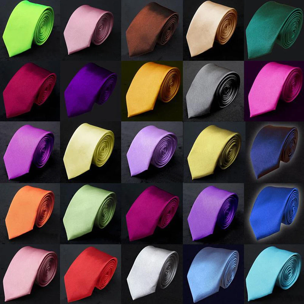 

High Quality Solid Color Narrow Neckwear Mens Skinny Silm Neck Tie Wedding Party Ties 5 cm width Ties Men's Ties