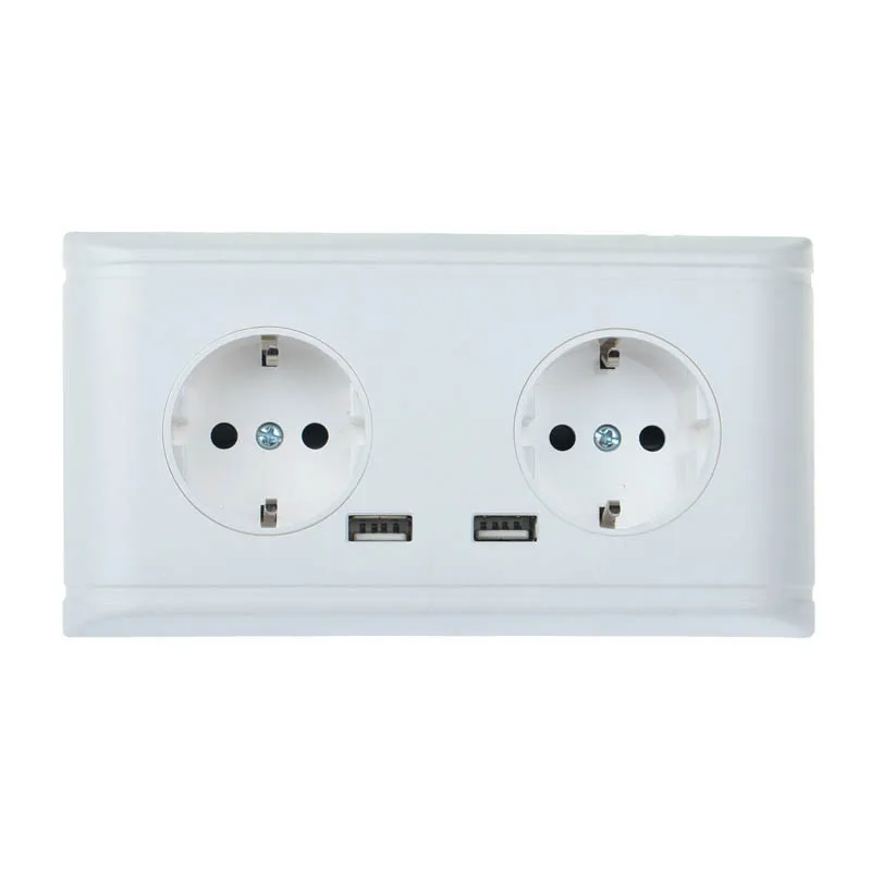 

Mayitr 16A Dual USB Port Wall Socket EU Plug Charger Adapter Power Electrical Outlet Panel Power Charging
