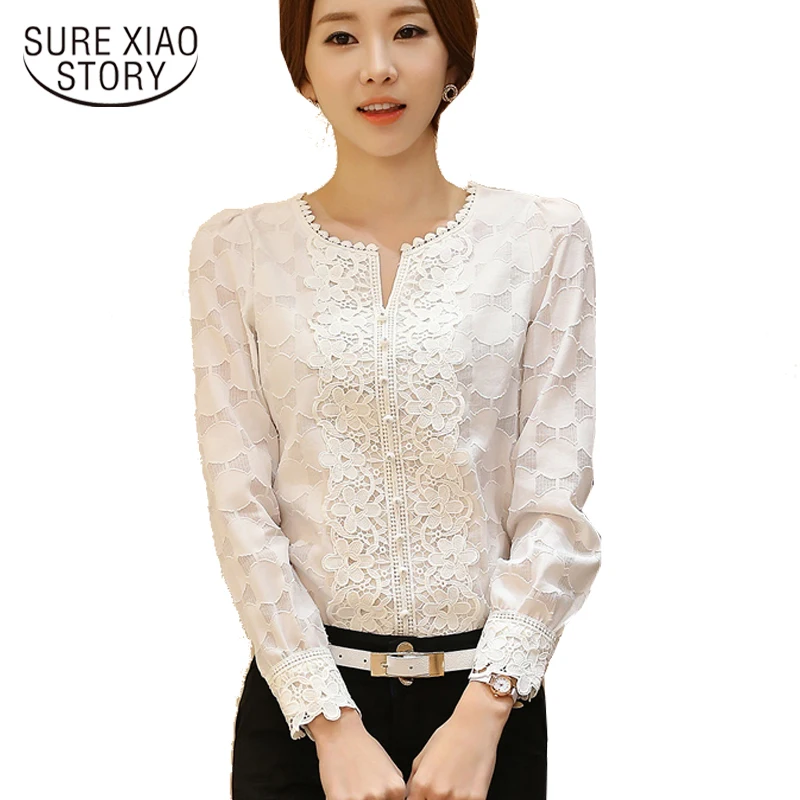 

new arrived 2018 spring shirt chiffon blouse female long-sleeved v-neck tops office lady fashion loose bottoming D288 30
