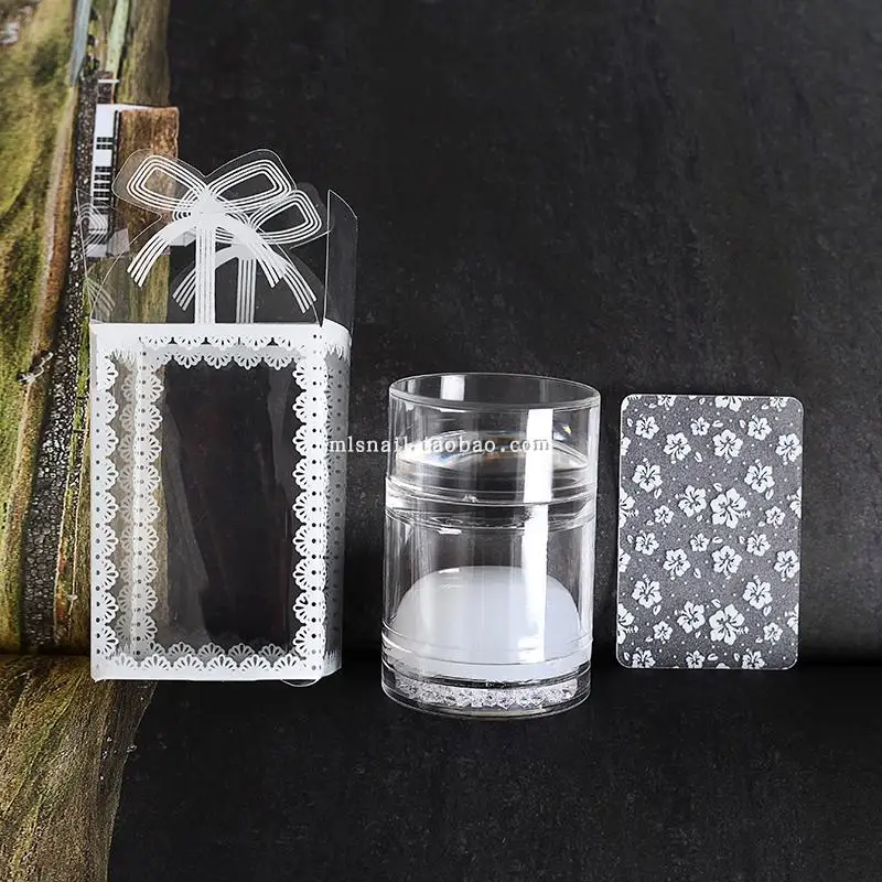 

1pcs 4cm Stamping Dual XL Clear Jelly Stamper Silicone Head with Rhinestone Cap & Scrapers Stamping Nail Stamper Nail Tools