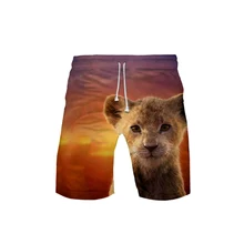 Новинка года, мужские летние модные трендовые шорты с 3D изображением короля льва Simba, популярная Повседневная летняя одежда